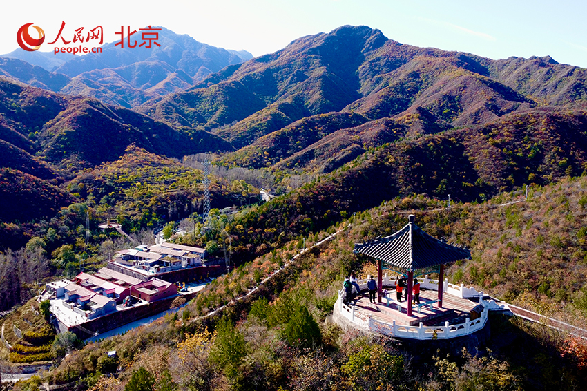 近日，門頭溝靈山、百花山一帶滿山的紅葉層林盡染，構(gòu)成了一幅幅絢麗的畫卷。人民網(wǎng) 李世奇攝